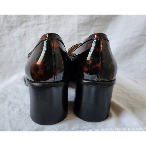 Tory Burch Tortoise Shell Patent Leather Heeled Loafers Size 9.5 - Picture 7 of 16